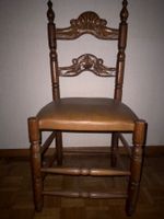 Holzstuhl mit Leder Sitz braun