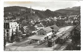 Adliswil (ZH) Bahnhof - Zug - Dorfpartie mit Kirche  Foto-AK