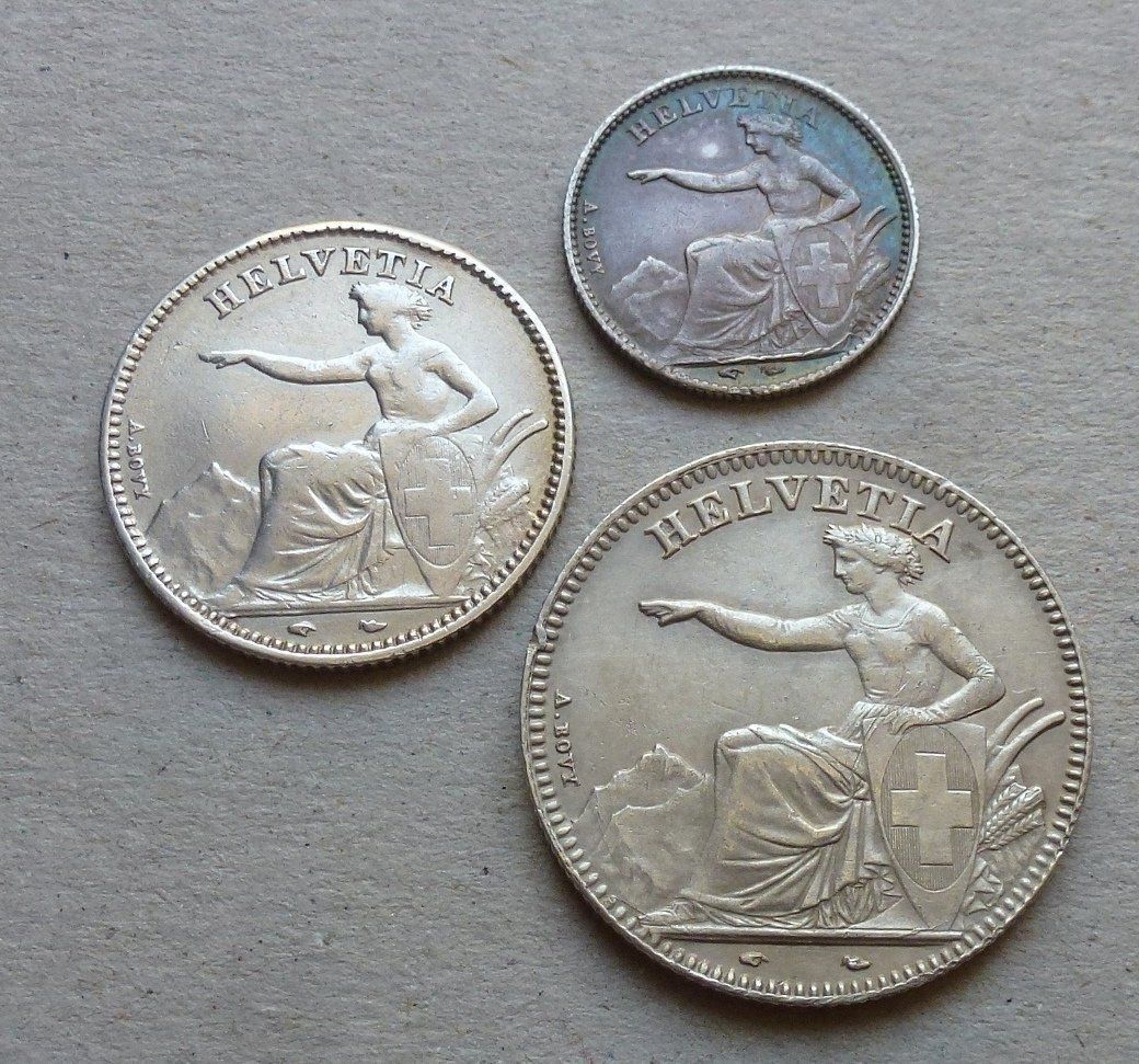 Tutti le monete: Lot ++ 1/2, 1.- und 2.- Franken 1850 – Usato da Walkringen venduto da Casablanca777 1