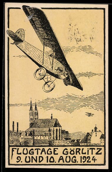 Cartoline postali: Görlitz, Flugtage 9. und 10. August 192 – Usato da Berlin venduto da bartko-reher