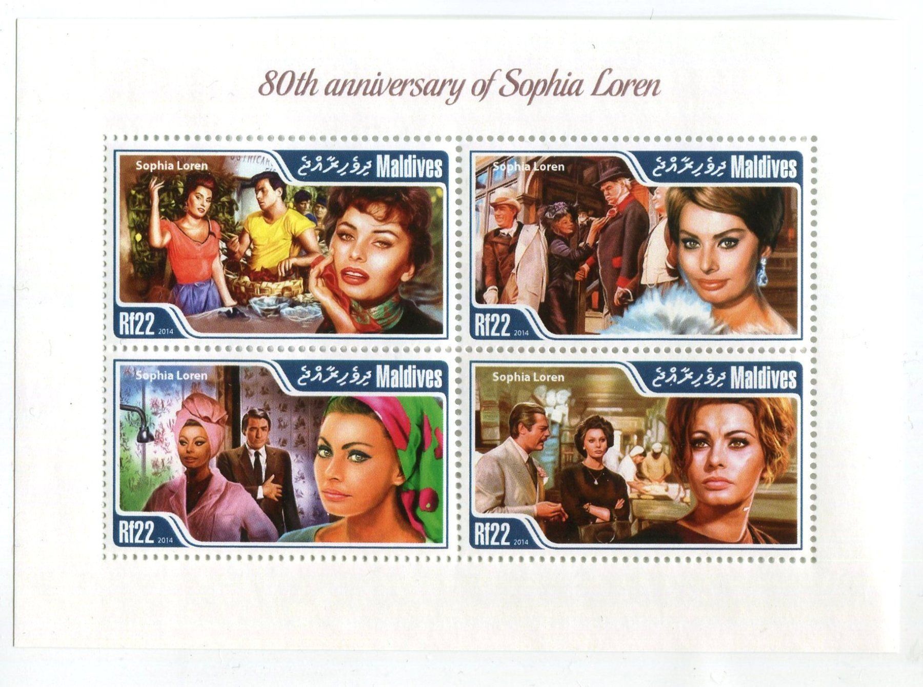 Tutti i francobolli: Block "Sophia Loren". Malediven. – Nuovo e nell'imballaggio originale da Basel venduto da Butsch5