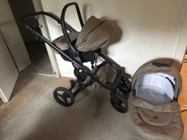 Kinderwagen Gestell mit Babywanne beige gebraucht