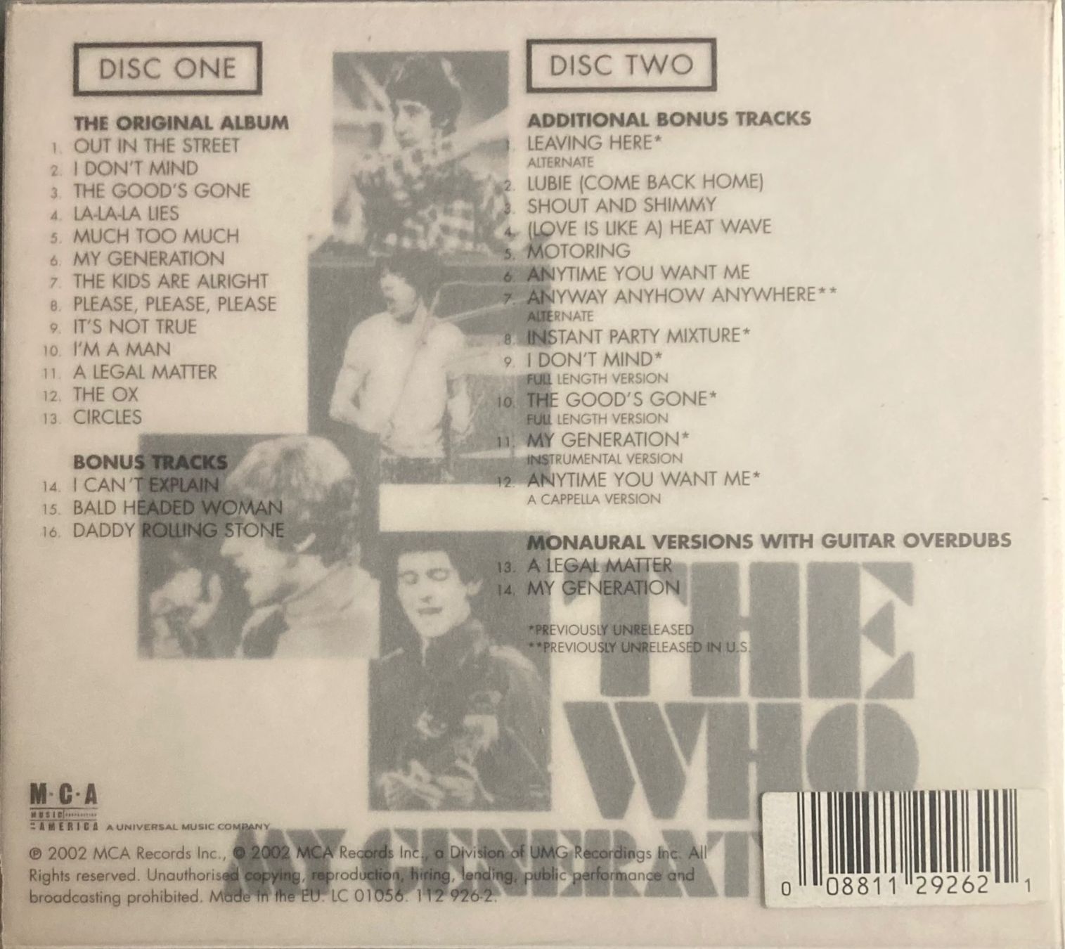 CDs: THE WHO - MY GENERATION – D'occasion à Poliez-Pittet par Newtown-Records 1