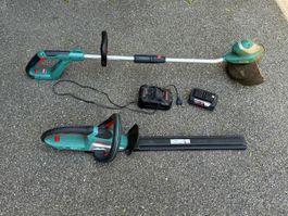 Bosch 36V Akku-Gartenset  Rasentrimmer + Heckenschere