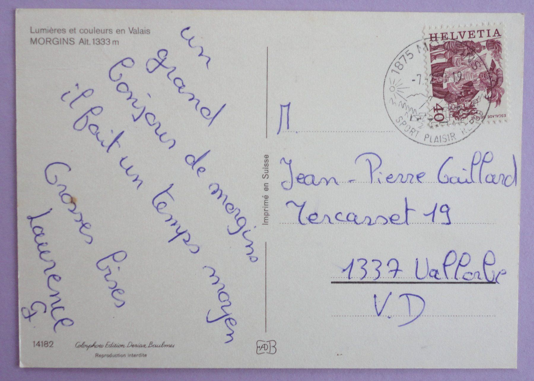 Cartoline postali: Morgins, alt. 1333 m – Usato da Fétigny venduto da Billy2miny 1