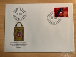 FDC Feuerwehr 1870-1970 Schweiz Briefmarke 30 Rp. Bern