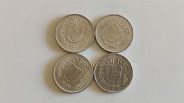 4x 5 Franken 1965, Silbermünzen Schweiz, (2WA6-9)