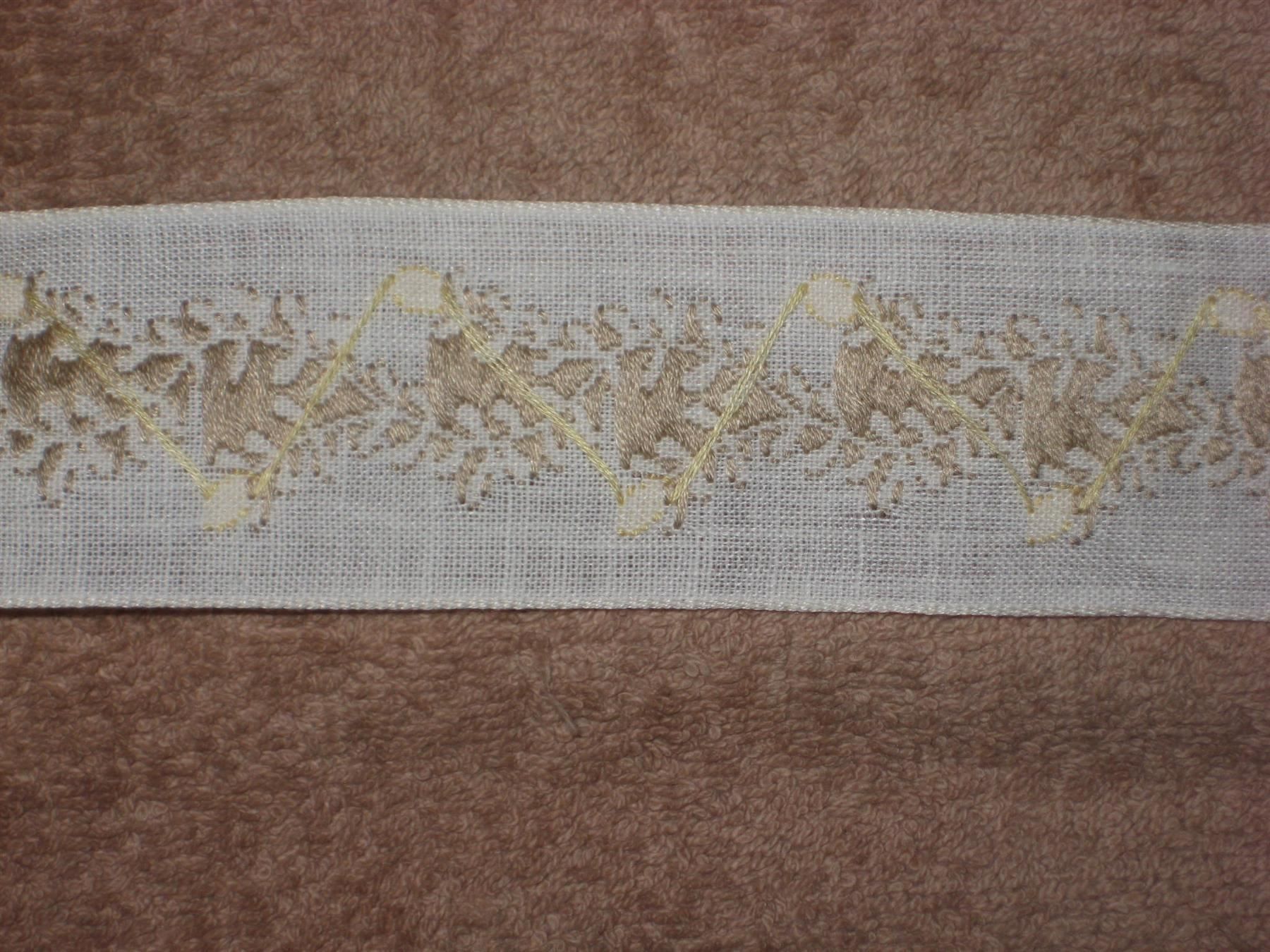 Nastri decorativi: Band ecru mit Blütenranke Leinengemisch 4cm breit – Nuovo e nell'imballaggio originale da Füllinsdorf venduto da Schlupp 2
