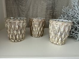 3x Windlicht im Shabby Look, Neu