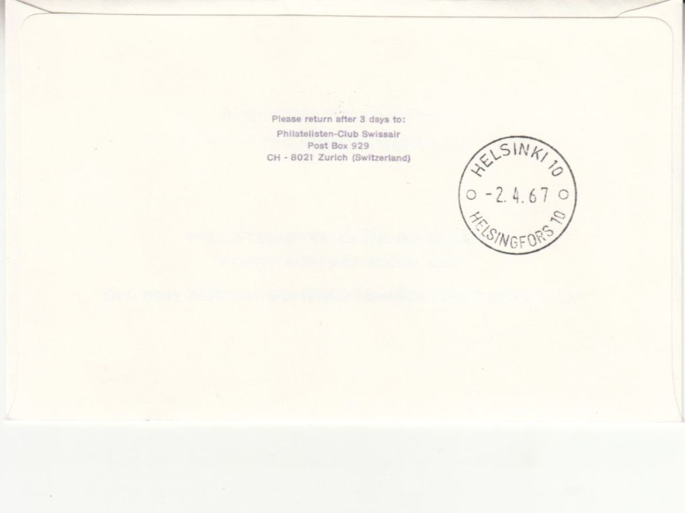 Tutti i francobolli: SLH RF 67.4bL Zürich-Helsinki – Usato da Bürglen TG venduto da StampGraf 1