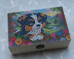 Boîte en bois décorée à la main - peinture diamant 🐶🎨🎁