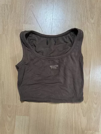 Crop Top White Fox braun ärmellos