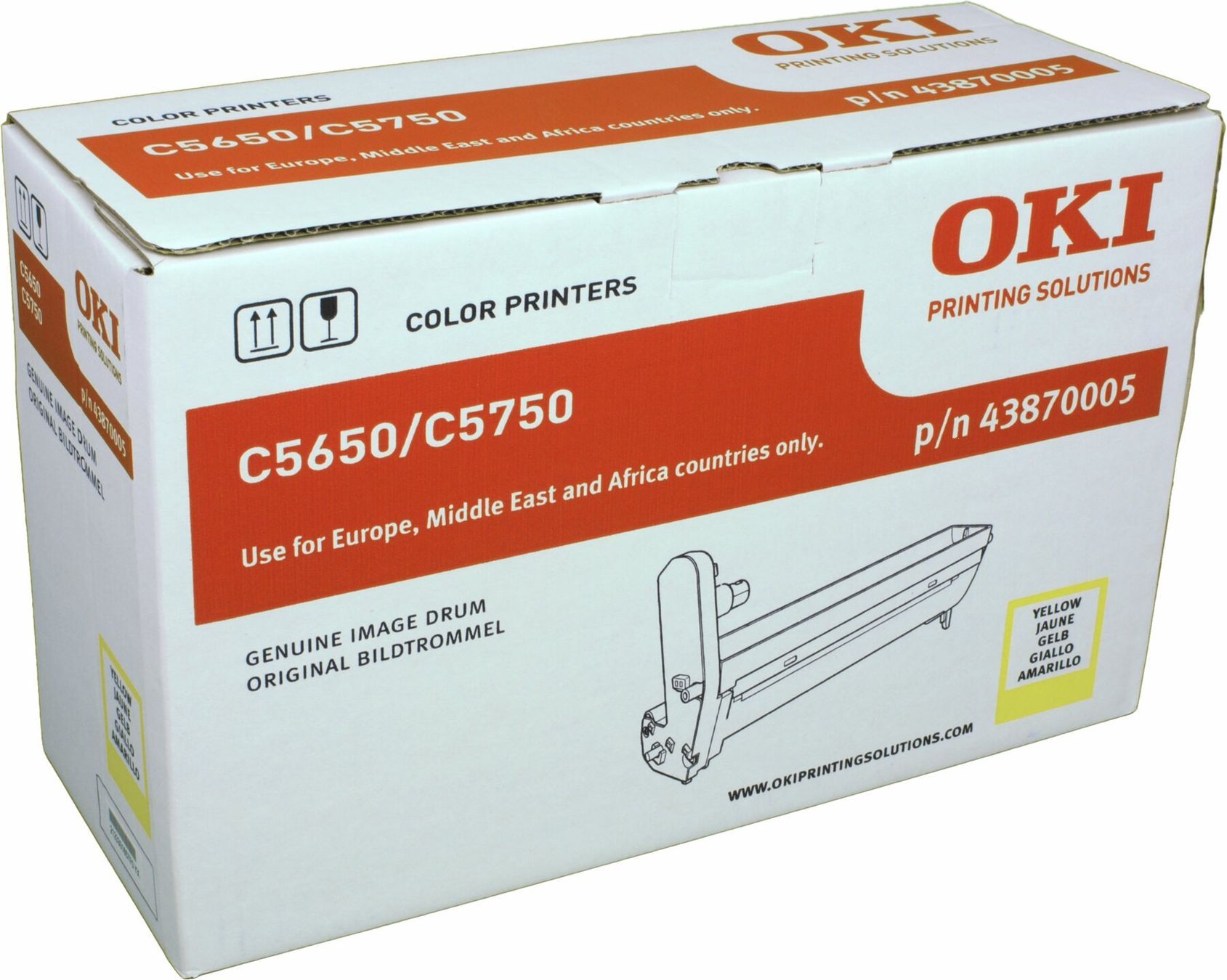 Oki Cartucce per stampanti & toner: Original OKI C5650, Oki C5750 yellow Drum, 43870005 – Nuovo e nell'imballaggio originale da Glattbrugg venduto da copytron