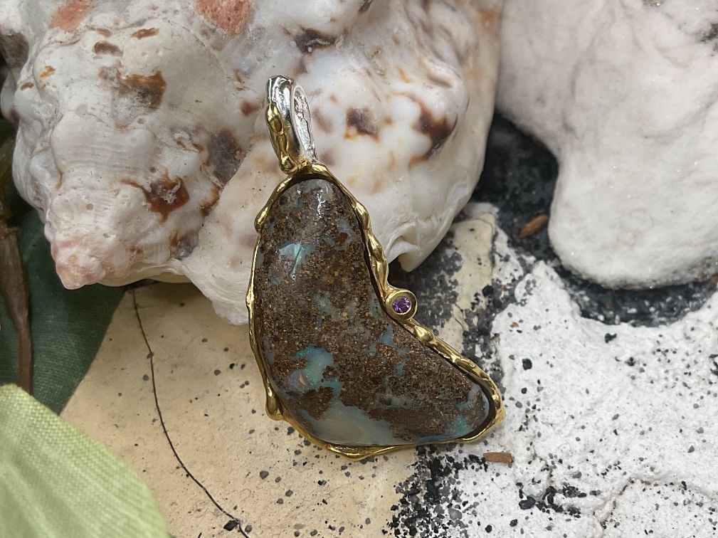 Ciondoli: Anhänger mit echtem, Boulderopal in Sterlingsilber, 22ct – Nuovo (secondo la descrizione) da Luzern venduto da S.Kern01 6