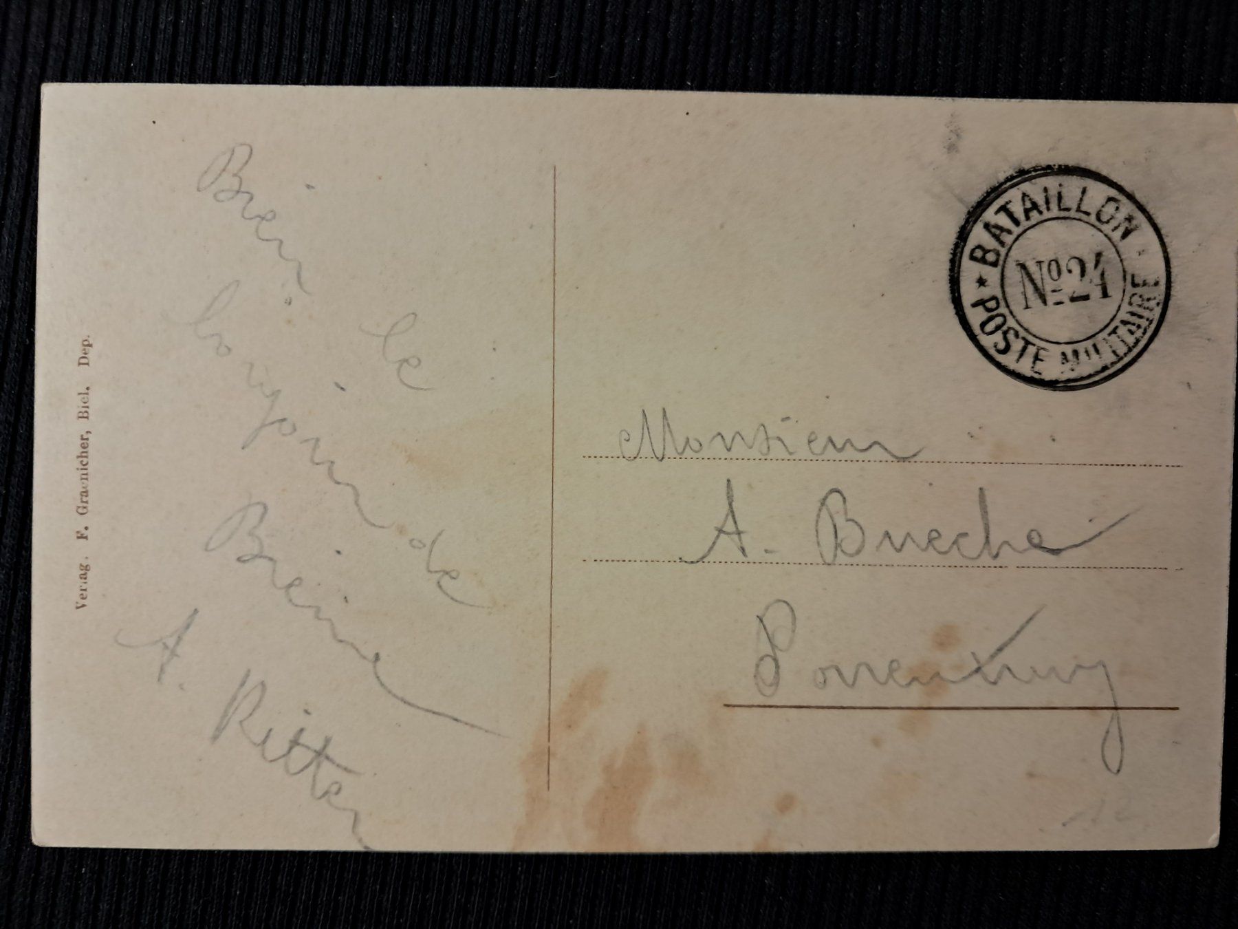 Cartoline postali: BIEL / BIENNE - MILITAR STEMPEL . – Usato da Ponto Valentino venduto da giorgia06 1