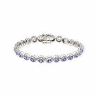 7.94tcw Tansanit Armband 14k Weissgold