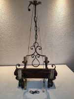 rustikaler Lüster, Holzbalken, 4-flammig, Vintage