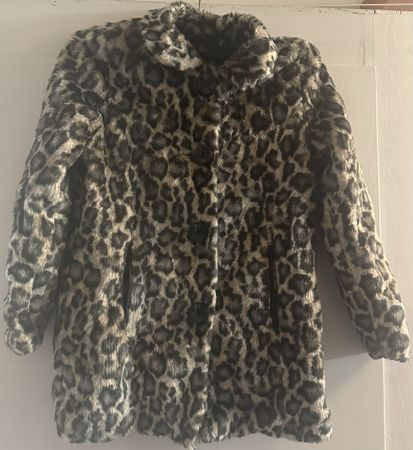 Girls leopard print coat, 8-9 years