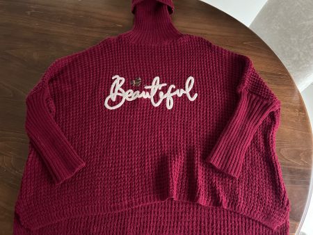 Bordeaux-roter Strickpullover mit Rollkragen,Grösse 44/46