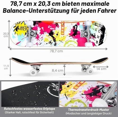 Skateboards: Skateboard 31x8 Komplette Cruiser Kinder Jugendliche Ahorn – Nuovo e nell'imballaggio originale da Hundwil venduto da pak_7zvn 5