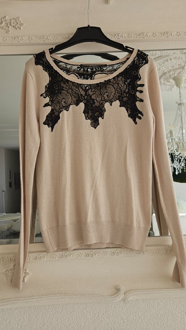 Guess Maglioni & Felpe: Pullover von Guess Gr. 36 Beige mit Schwarzer Spitze – Usato da Gossau ZH venduto da Goes05 5