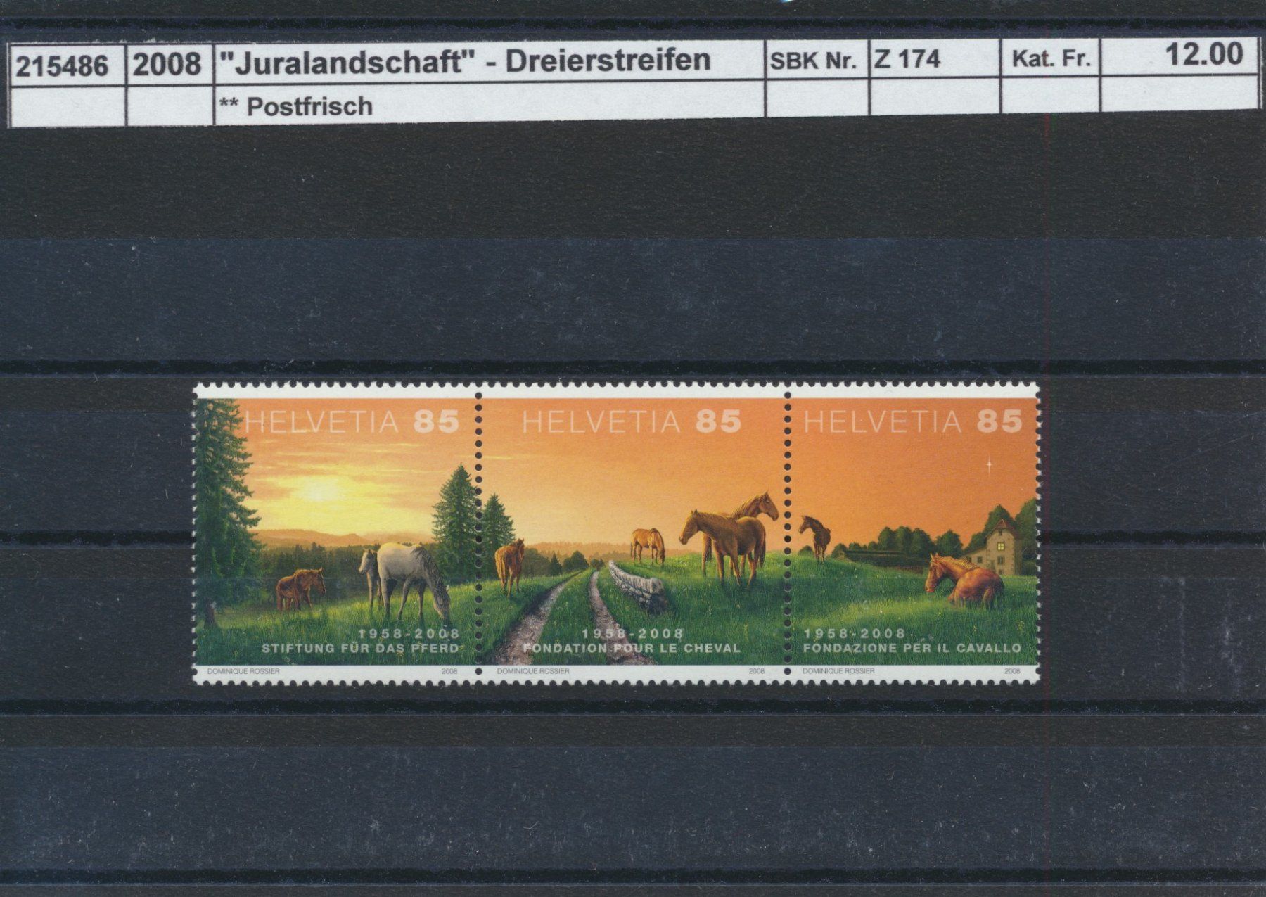 Tutti i francobolli: 2008 "Juralandschaft"  - Dreierstreifen,  ** postfrisch – Nuovo (secondo la descrizione) da Winterthur venduto da Zupogeru