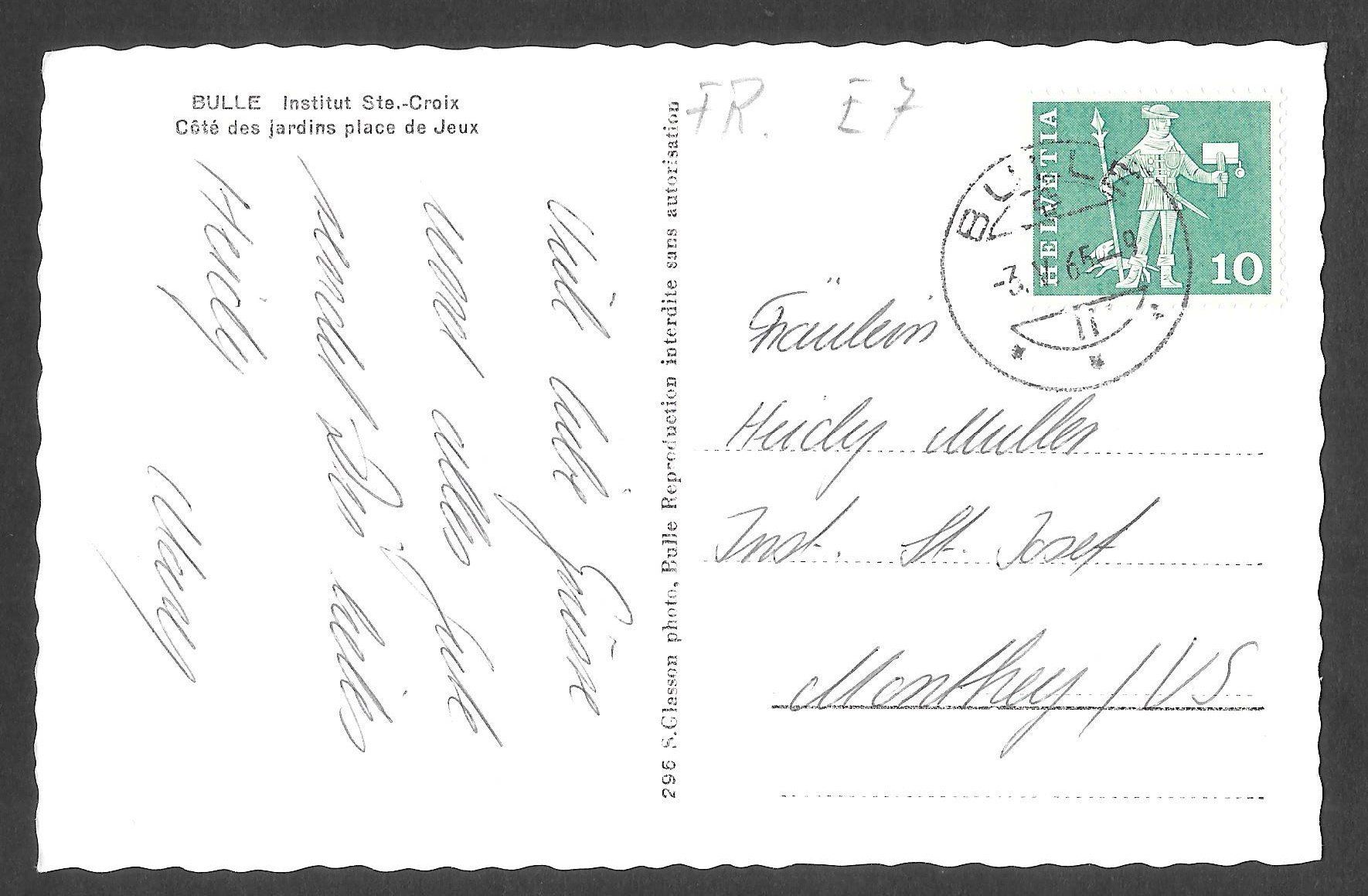 Cartoline postali: Bulle Institut Ste.-Croix – Usato da Olten venduto da clotaldi 1
