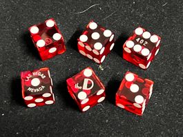 Las Vegas Casino Würfel  6 Stk.  (ROT)  versch.  Nummern 👌