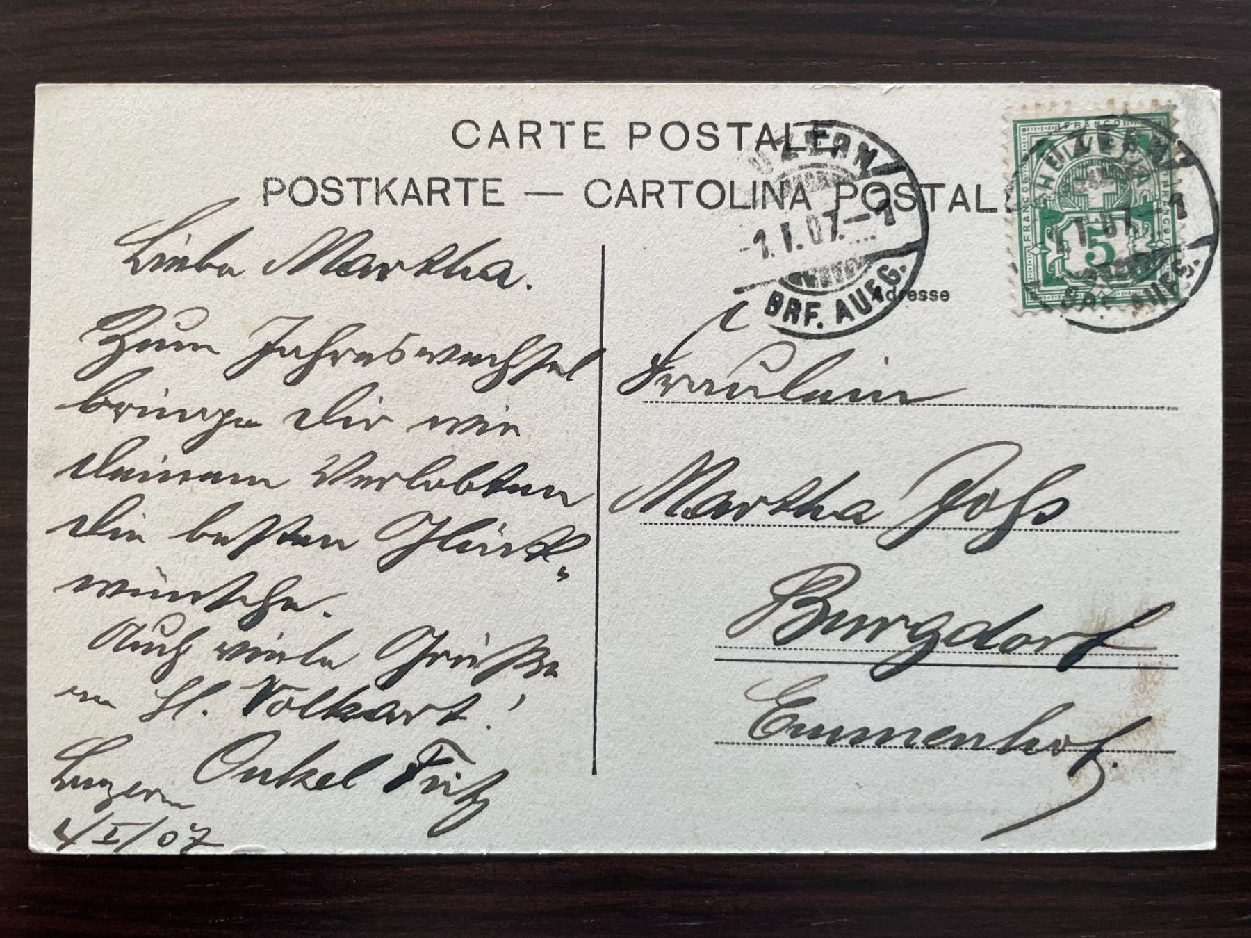 Cartoline postali: LUZERN Palace - Hotel, 1907 – Usato da Wald ZH venduto da TLILEF 1