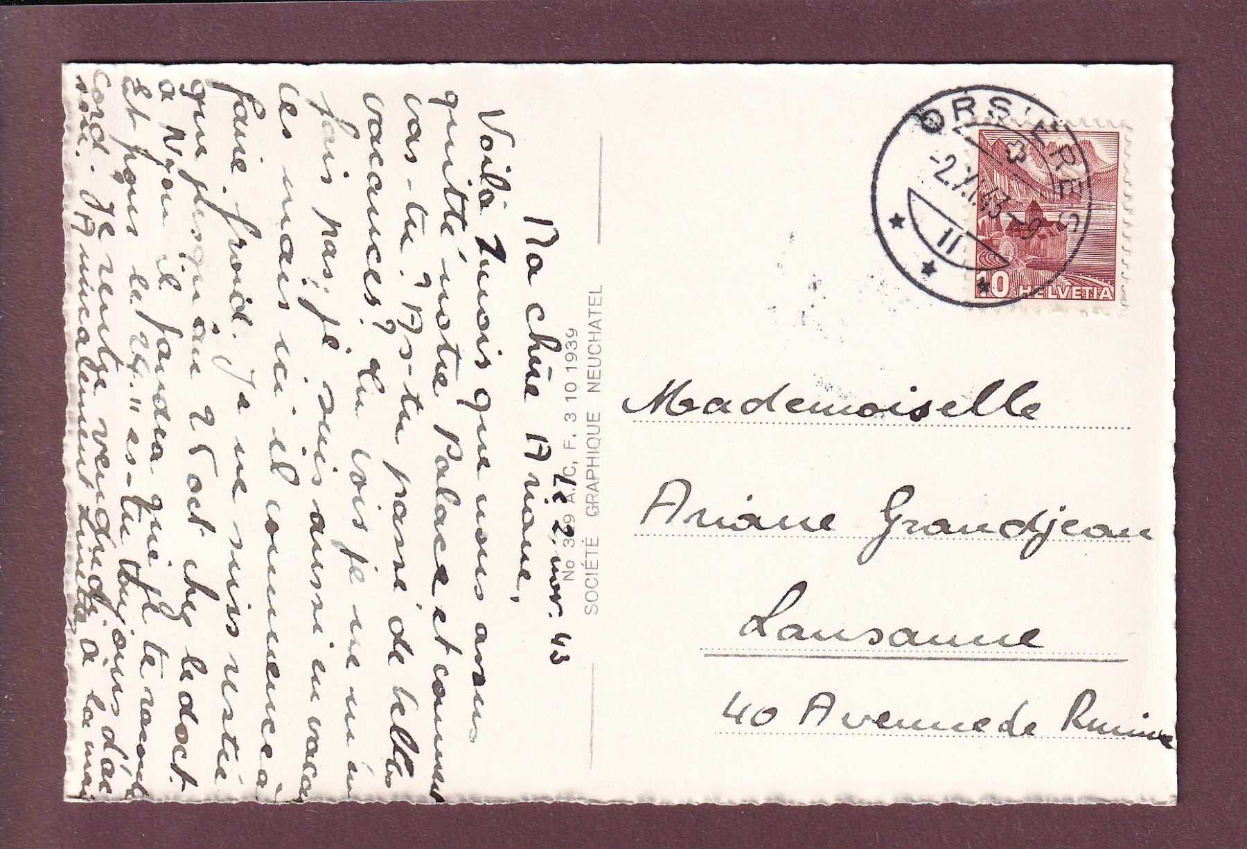 Cartoline postali: LAC CHAMPEX - Grand Combin - 1943 – Usato da Pully venduto da nicecards 1