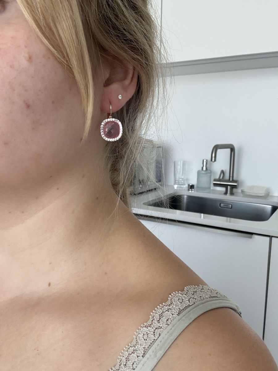 Orecchini pendenti & Orecchini a lobo: Modeschmuck mit rosa Glasstein – Usato da Thun venduto da _Cathy 1