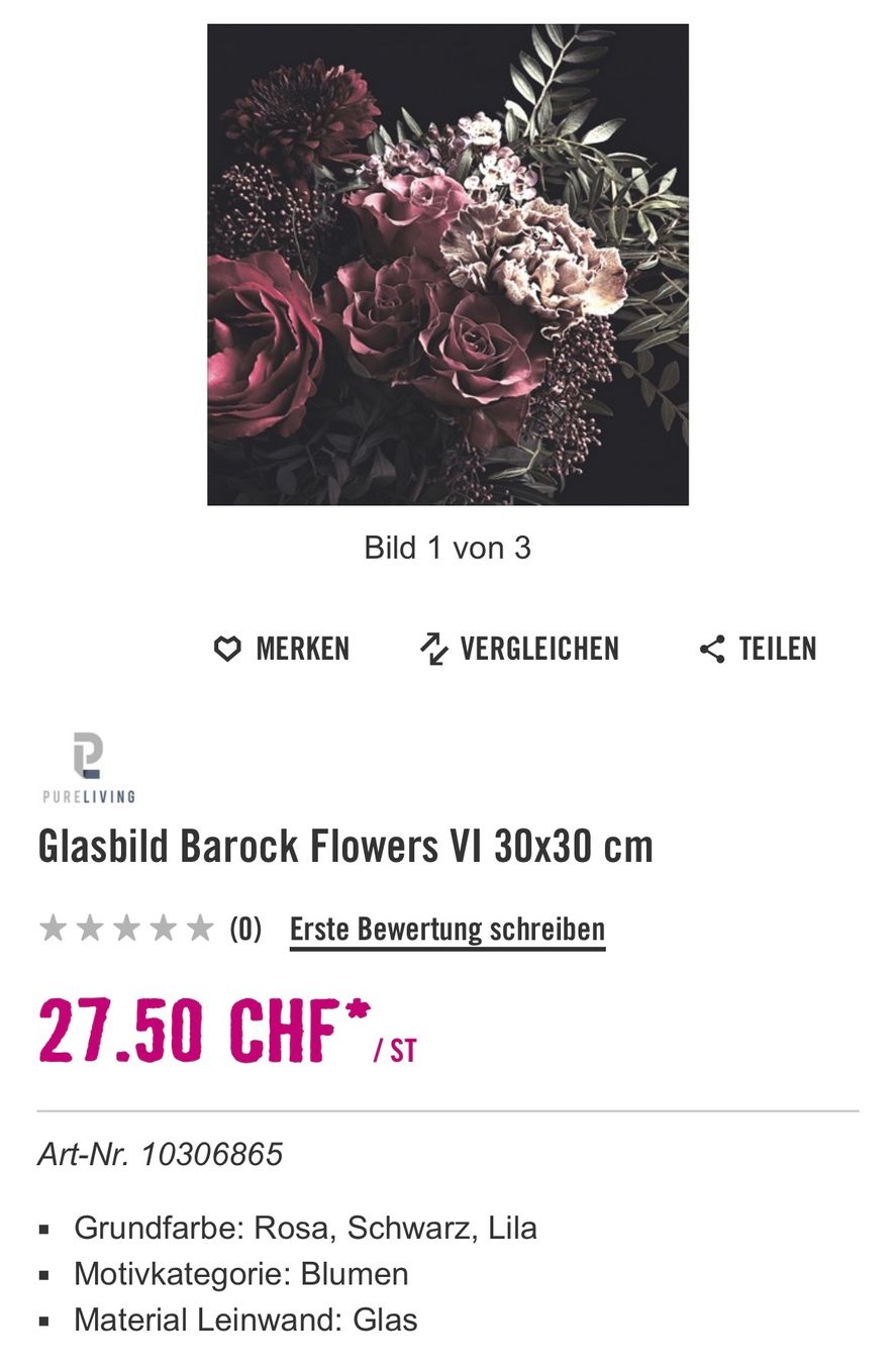 Poster & Bilder: 3 Glasbilder Blumen – Gebraucht aus Hirzel von ange4586 1