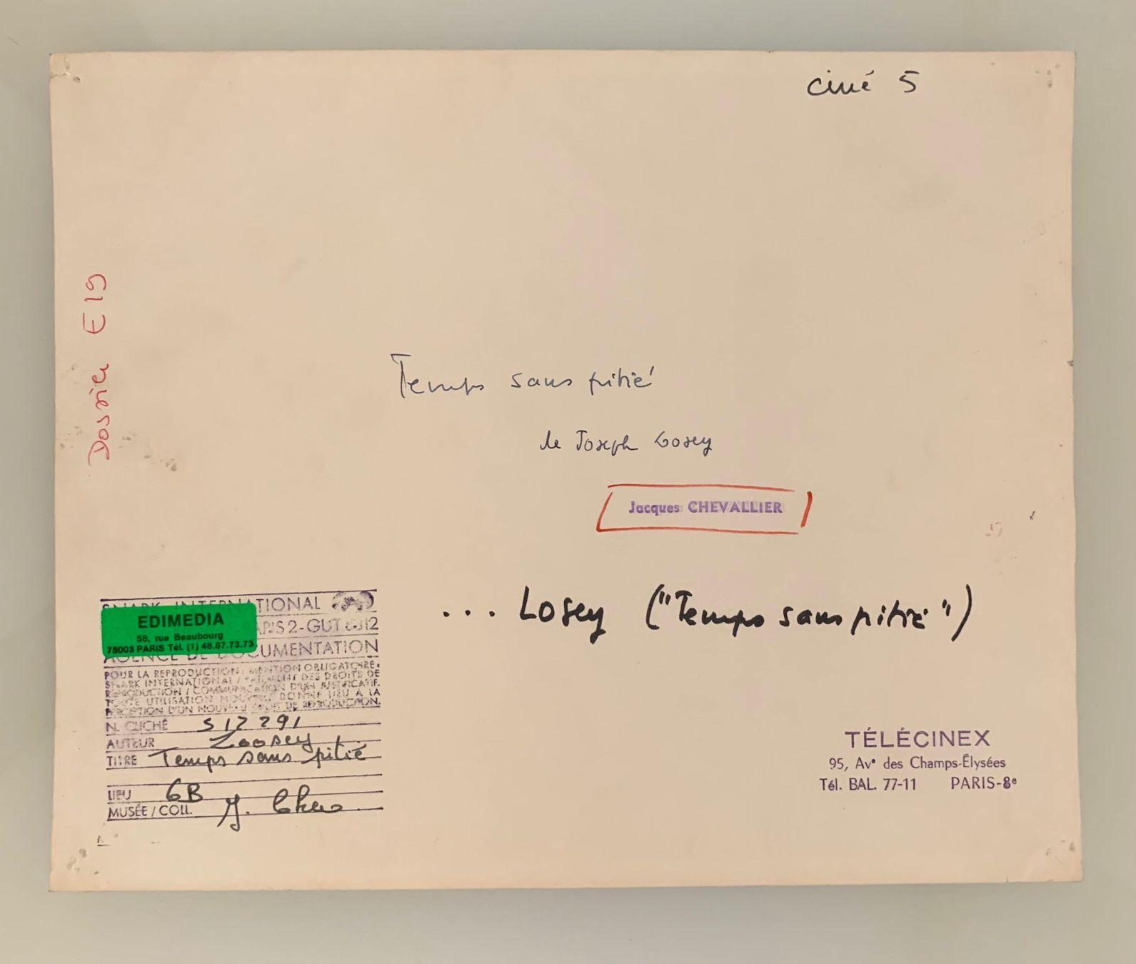Foto & Immagini: Foto 1957 P. Crushing&M.Redgrave /Time without pity – Usato da Bern venduto da Artbrokerswitzerland 1