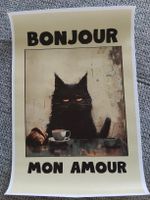 Affiche décorative motif chat Bonjour mon amour neuf