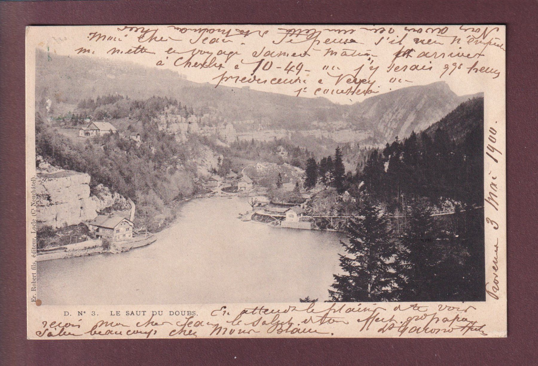 Cartoline postali: Les Brenets - SAUT DU DOUBS - 1900 – Usato da Pully venduto da nicecards