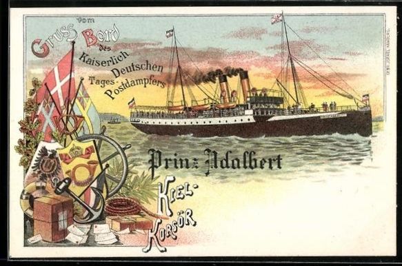 Cartoline postali: Litho Kiel-Korsör, Kaiserlich deutscher – Usato da Berlin venduto da bartko-reher