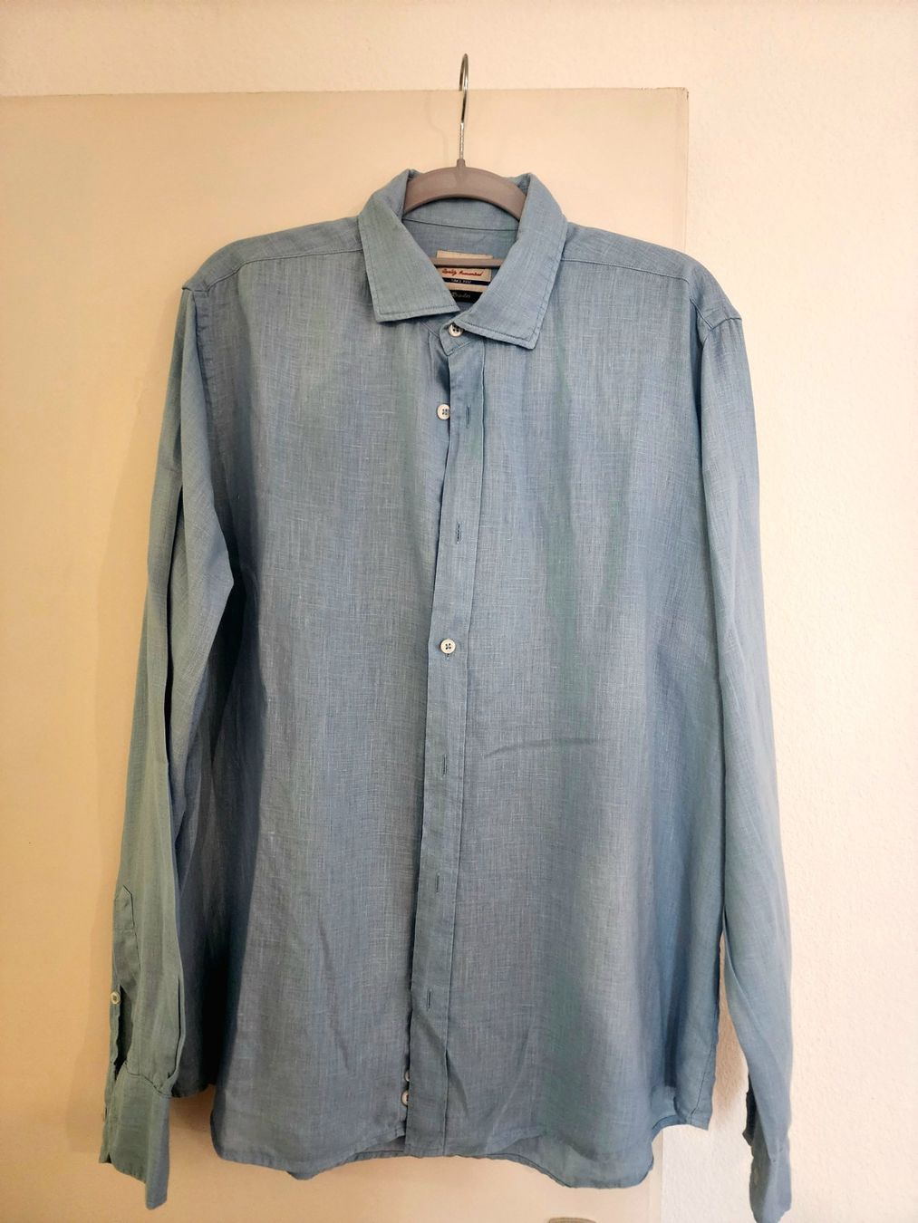 Chemises: Hellblau 100% Leinen Hemd L – Neuf (Voir description) à Steinmaur par rica_silva