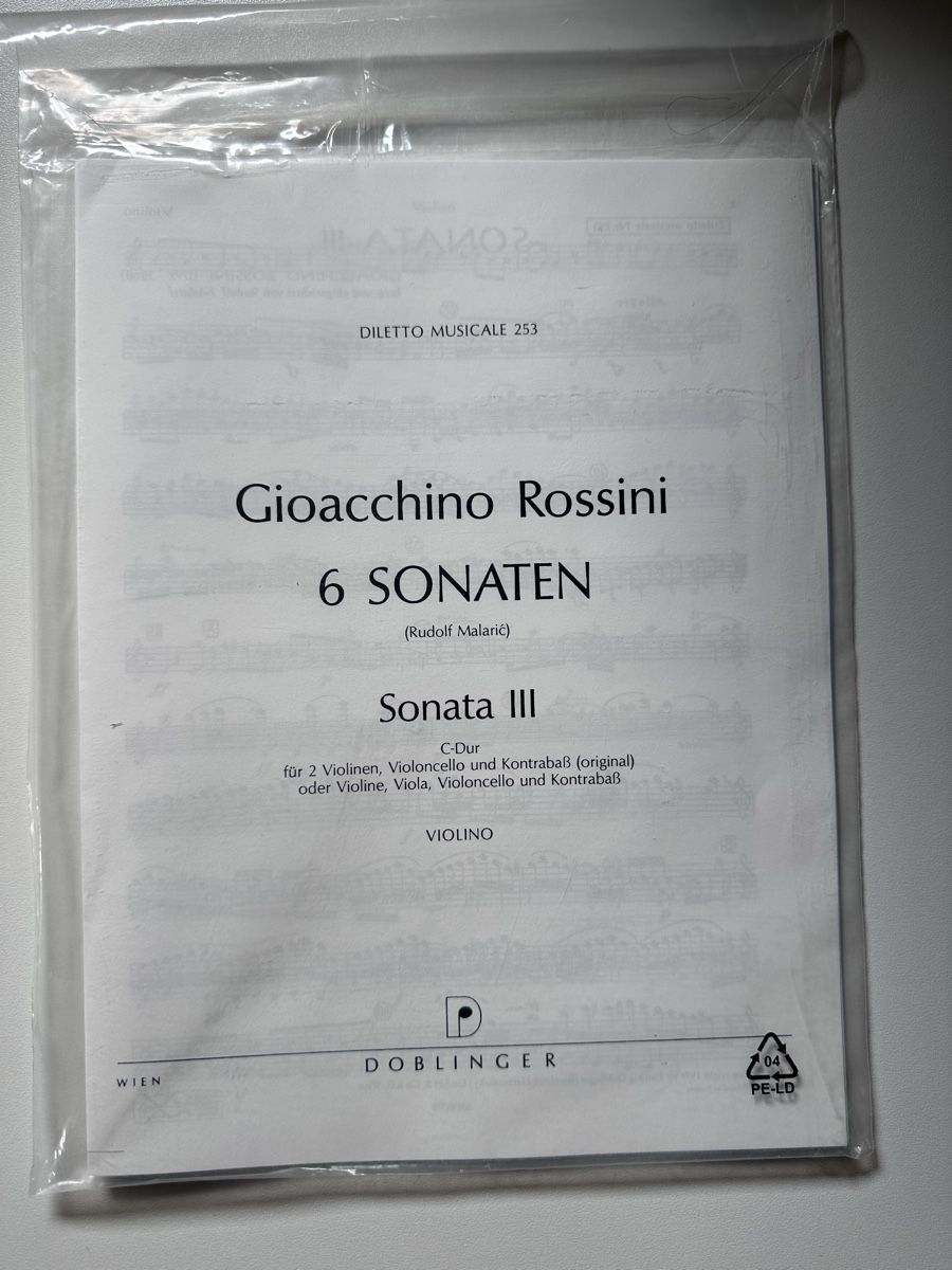 Bücher: Rossini Streichersonate 3 | alle Einzelstimmen , Noten – Neu und originalverpackt aus Zofingen von SwissMercator