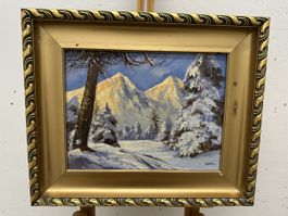 Winterliches Ölgemälde "Landschaft" signiert
