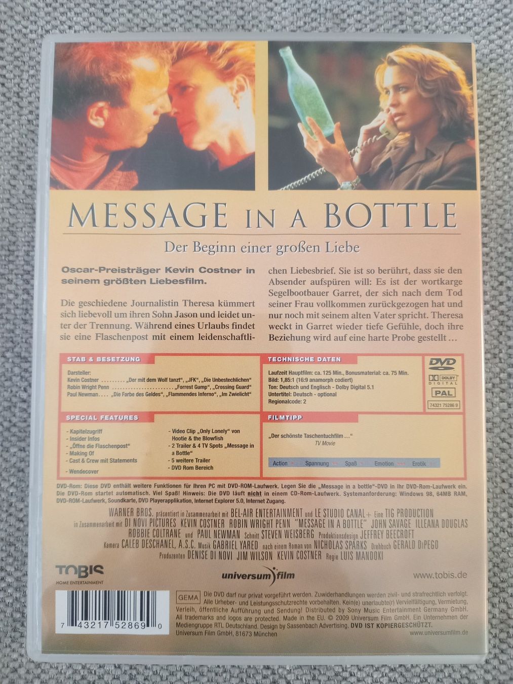 Tutti i DVDs: MESSAGE IN A BOTTLE - DER BEGINN EINER GROSSEN LIEBE – Usato da Zollikofen venduto da jde_72zf 1