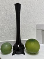 Glasvase, Vintage, schwarz.