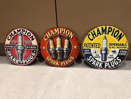 CHAMPION / METALL Blechtafel für Dekoration NEU! 3 Stück!