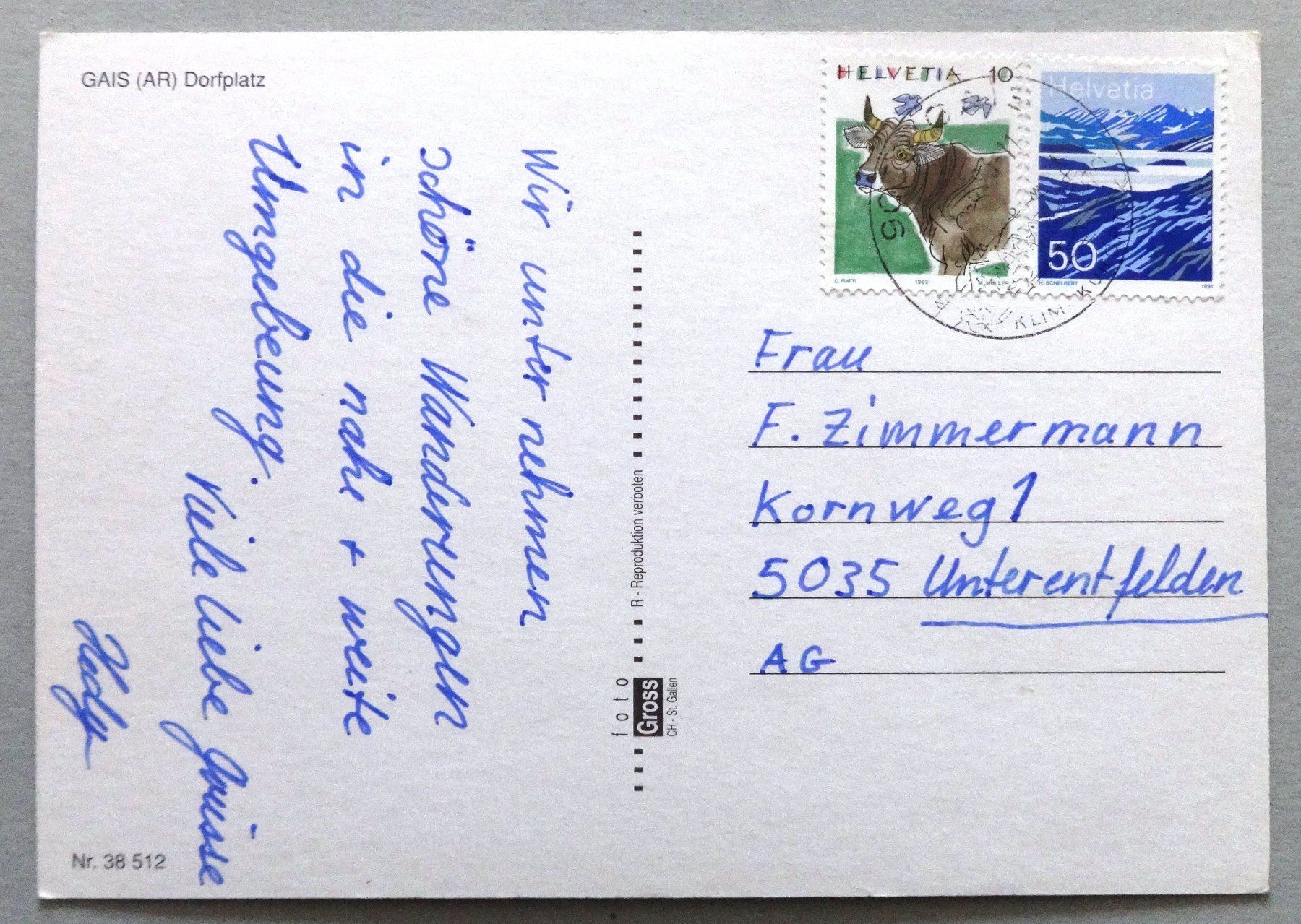 Cartoline postali: Gais (AR), Dorfplatz – Usato da Fétigny venduto da Billy2miny 1