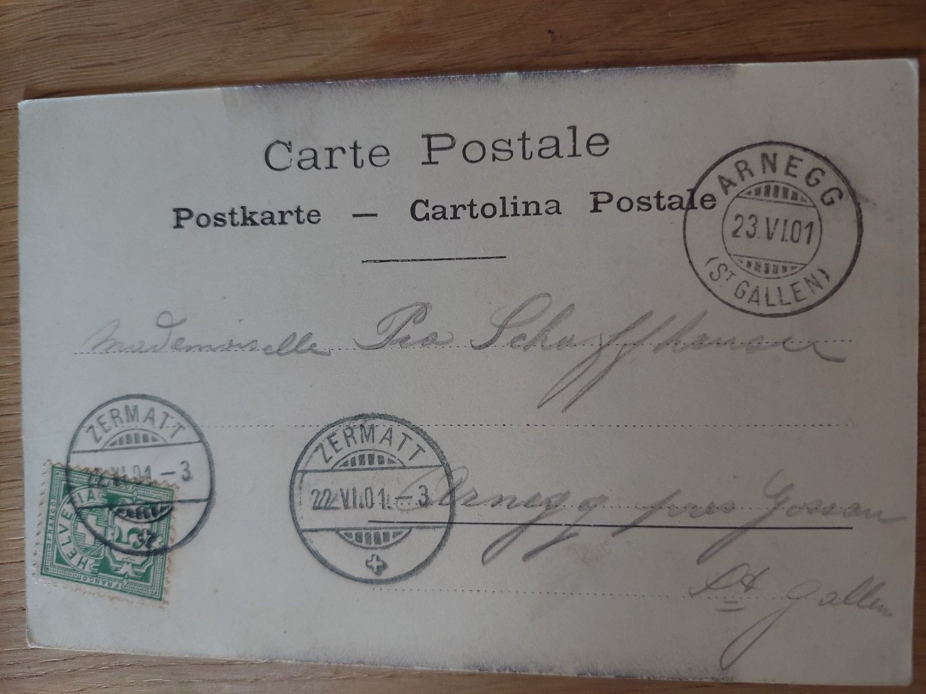 Cartoline postali: Ansichtskarte Zermatt von 1901 sehr selten – Usato da Elsau venduto da isidobrany09 1