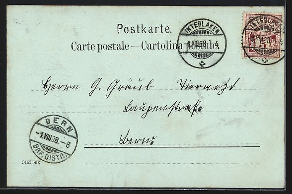 Cartes postales: Mondschein-AK Interlaken, Teilansicht mi – D'occasion à Berlin par bartko-reher 1