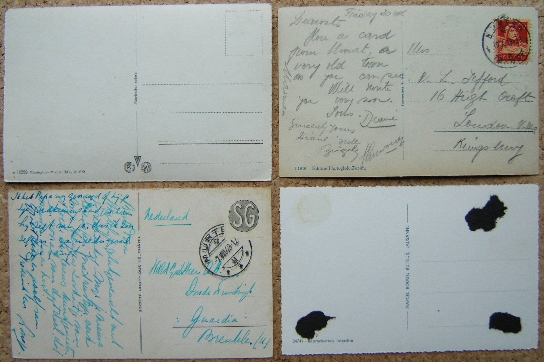 Cartoline postali: 4 AK MURTEN / MORAT 1933 / 1948 – Usato da Brunnen venduto da Nonne04 1