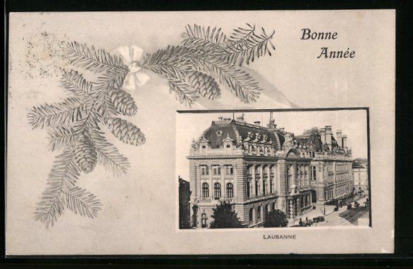 Cartoline postali: Lausanne, Herrschaftliches Gebäude mit  – Usato da Berlin venduto da bartko-reher
