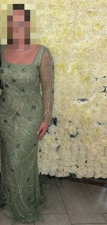 Wunderschönes, langes, grünes Abendkleid mit Strass,Gr.40/42