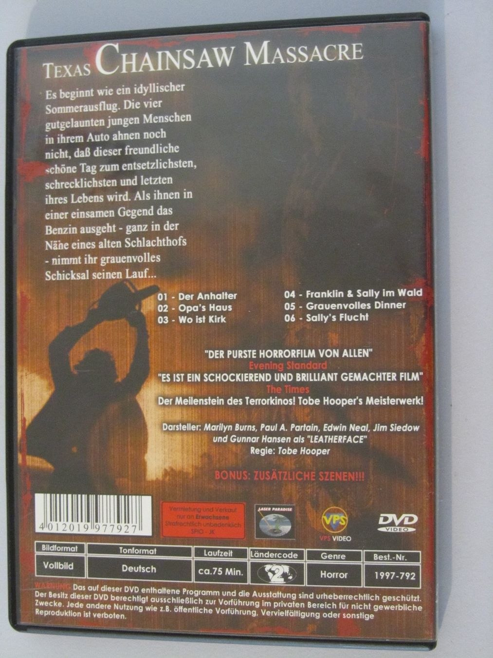 Tutti i DVDs: texas chainsaw massacre, tobe hooper - das original – Usato da Basel venduto da Kamelinski78 1