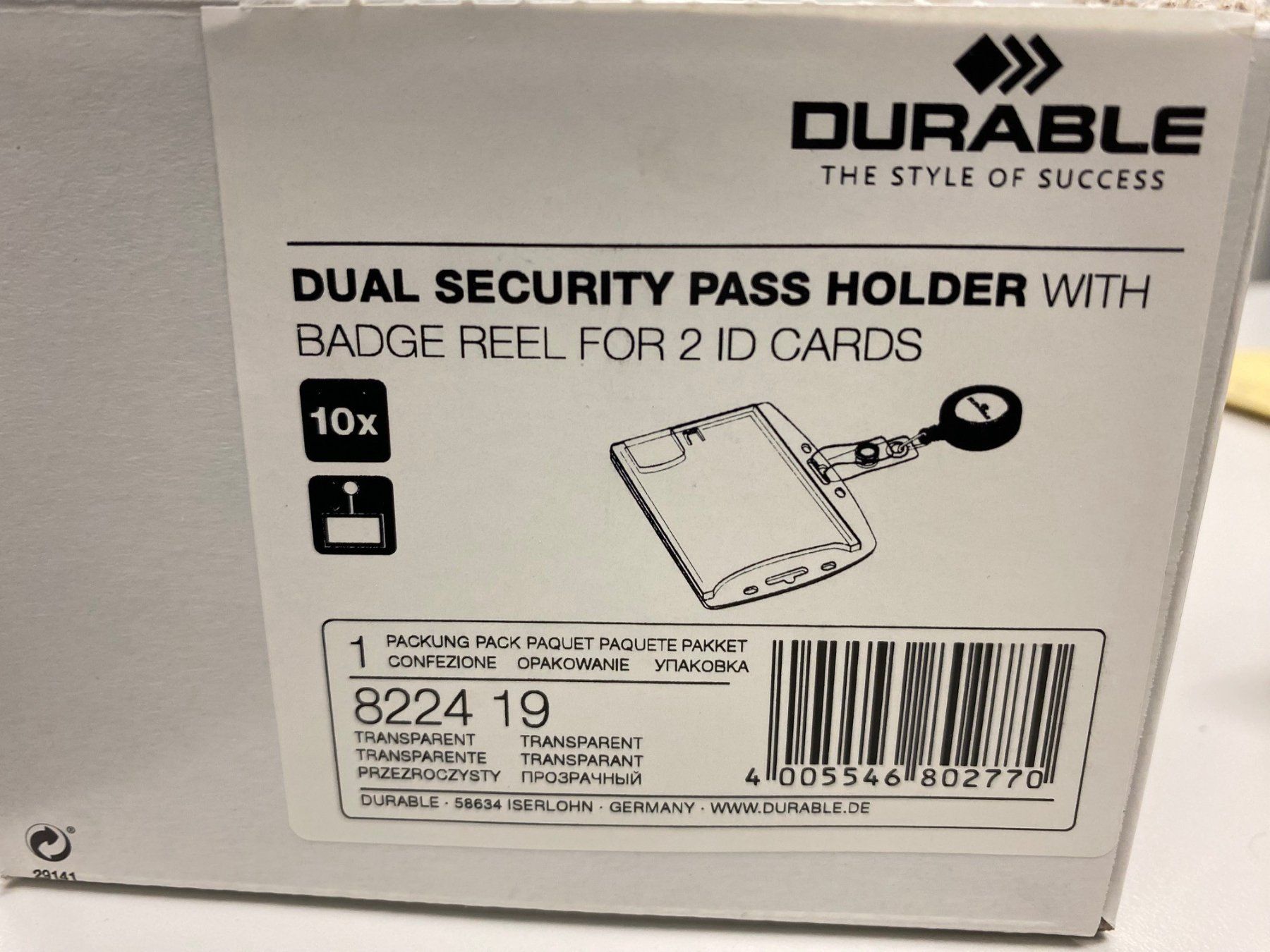 Placchette & Badge: NEU 120 DURABLE DUAL SECURITY PASS HOLDER / Namensschilder – Nuovo e nell'imballaggio originale da Sirnach venduto da Archimede8